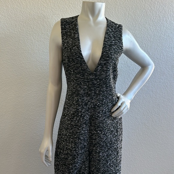 NWT ZARA Tweed Knit Sleeveless Plunge Cropped Wide Leg Jumpsuit - Picture 10 of 10